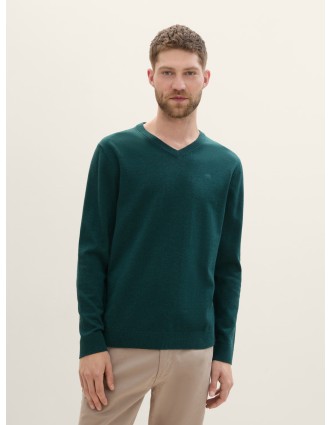 Tom Tailor Ανδρικό Πλεκτό V-Neck Pullover 1039806-36296 Πράσινο