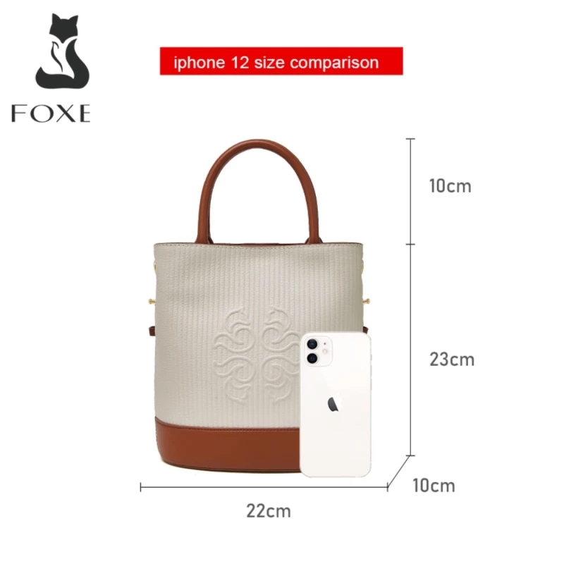 Δερμάτινη Γυναικεία Τσάντα Χειρός/Ώμου Tote Foxer 9136058F άσπρο