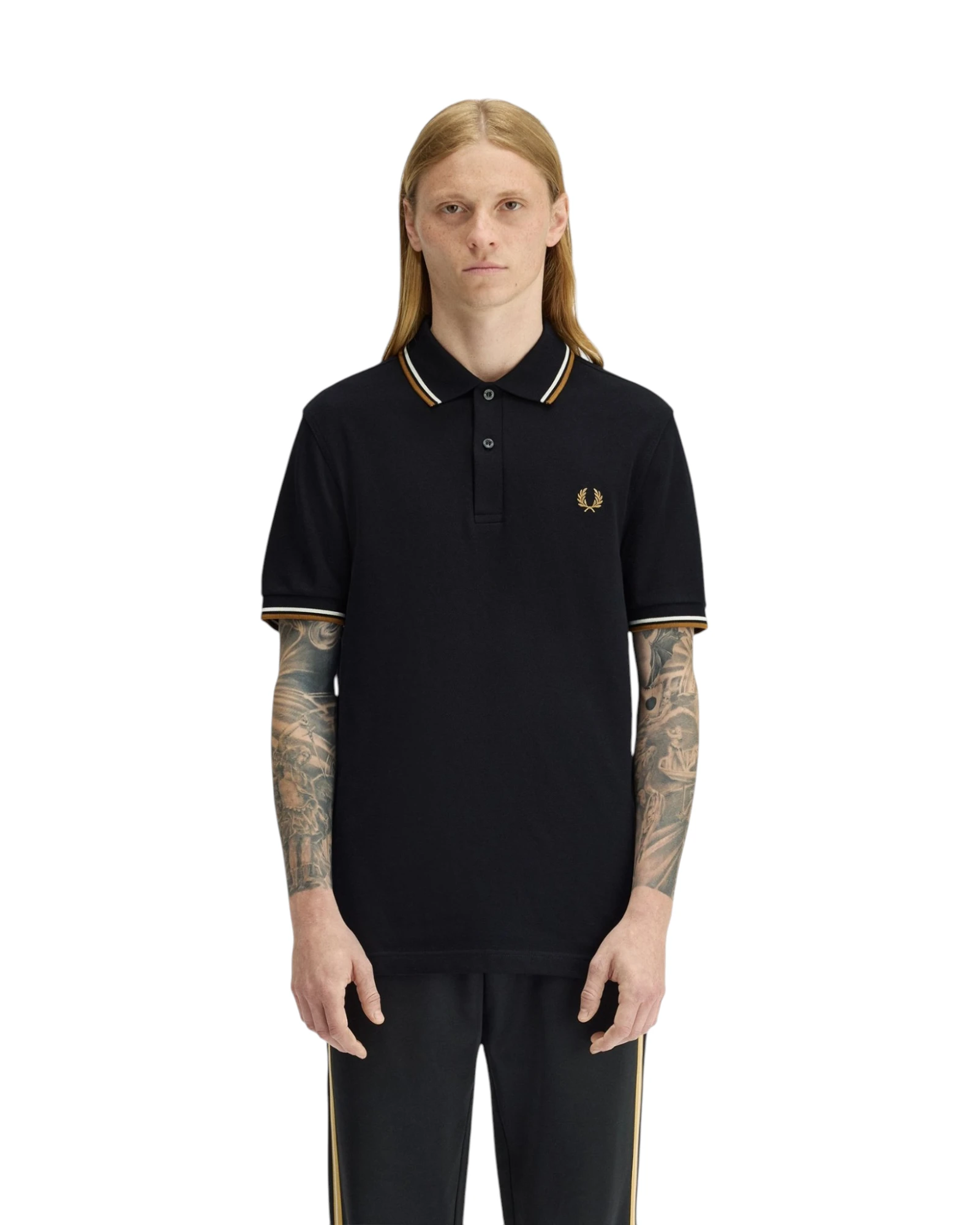 Fred Perry Ανδρική Μπλούζα Twin Tipped Polo M3600-P69 Μαύρο