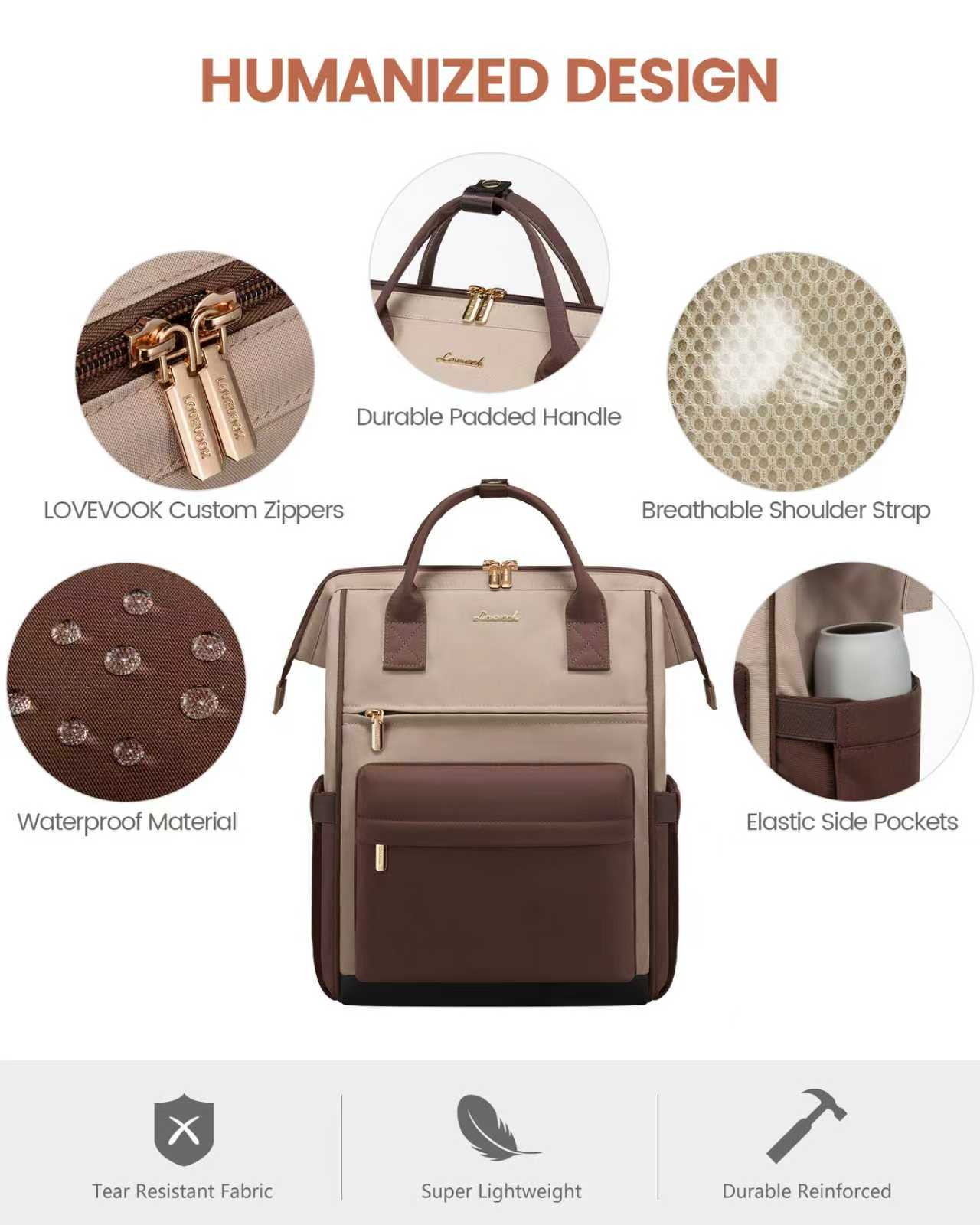 Lovevook Γυναικείο Σακίδιο με USB Lovevook 15,6'' MB2146 brown - 2