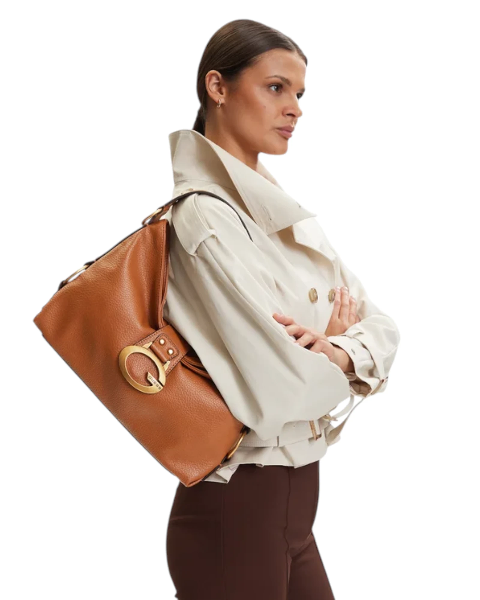 Guess Guess Γυναικεία Μεσαία Τσάντα Ώμου Camden HWBB9308180-Cognac - 2